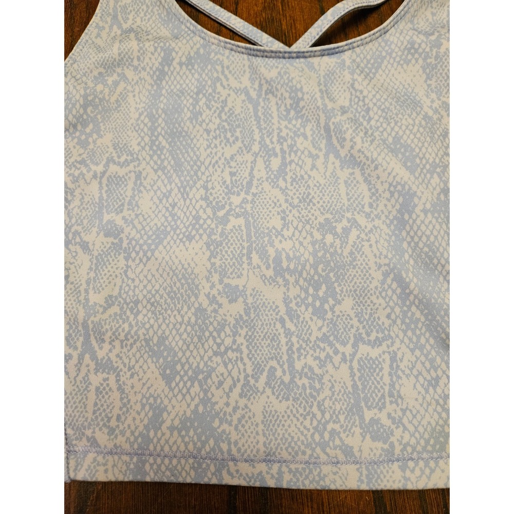 Zelos Womens Blue Snakeskin Print Longline Sports Bra Yoga Crop Top Small - Picture 2 of 8
